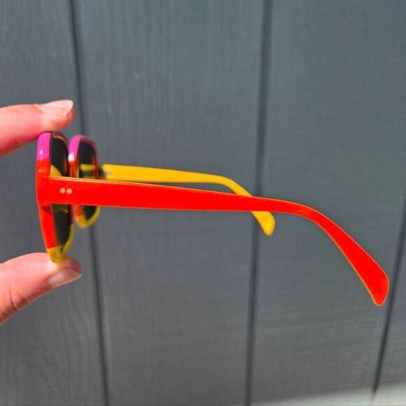 70s Ray-Ban B&L Chandra Rare Neon Tricolor Colorblock Round G-15 Sunglasses. - Picture 3 of 9